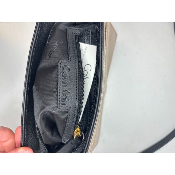 Calvin Klein Brooke Multi Color Pebbled Leather Satchel Crossbody Bag Designer - Picture 10 of 13